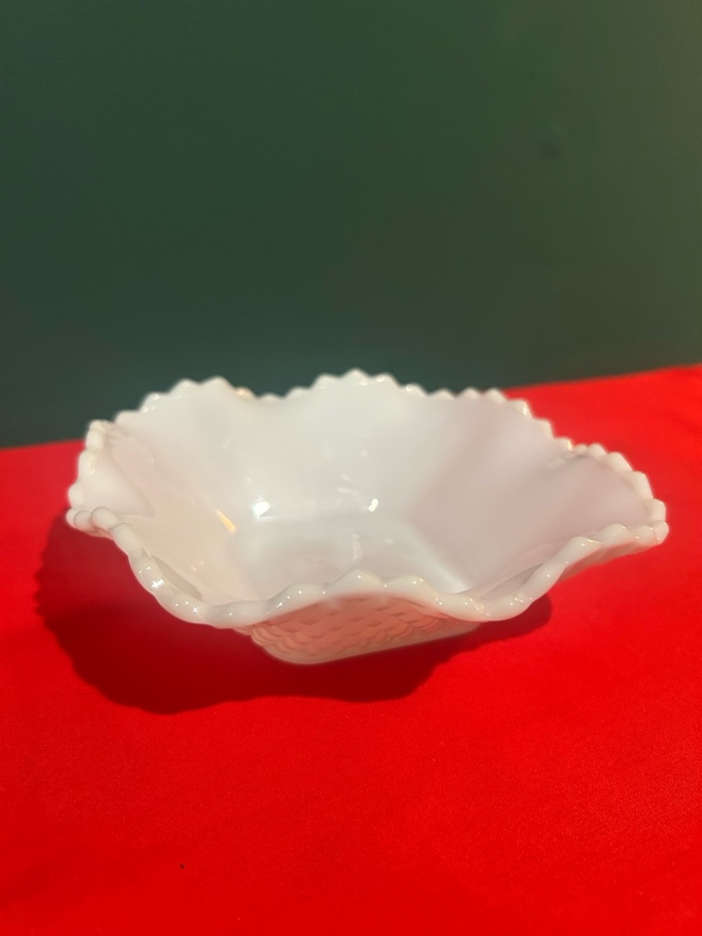 Vintage Milk Glass White Scalloped Bowl Ruffled From 1950s